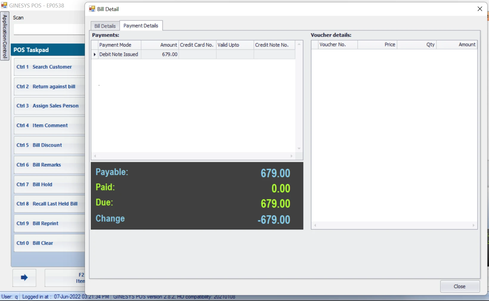 Credit Sales on Ginesys desktop pos