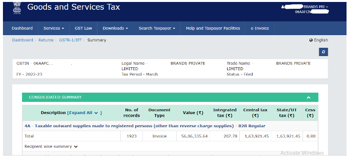 GSTIN, legal name, and trade name of the taxpayer