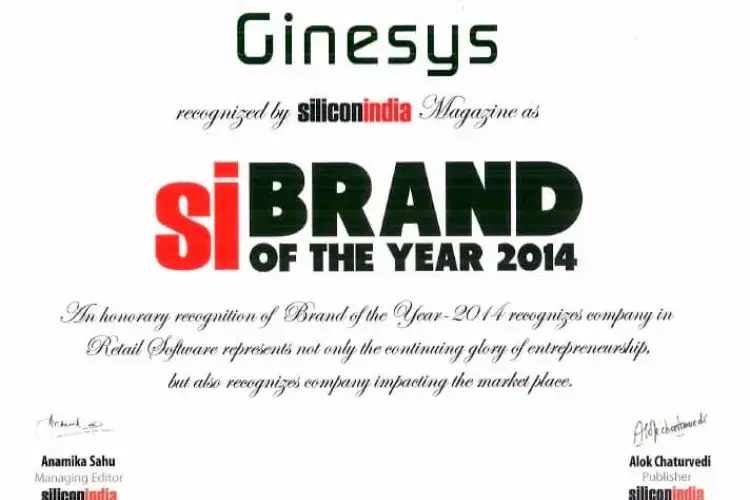 Ginesys recognized as “si Brand of the year 2014″ for Retail Software